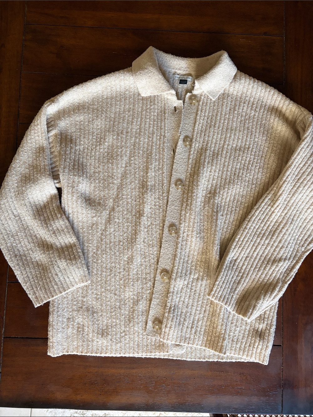American Eagle Outfitters beige fuzzy cozy cardigan